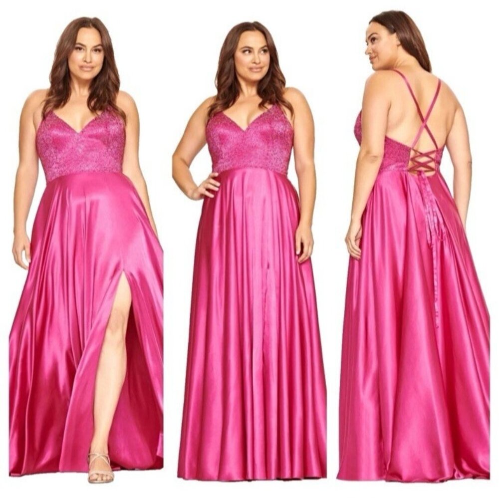 Faviana Formal Gown 16 Lace Up Back Princess Pink Gala Wedding Cruise Prom $595
